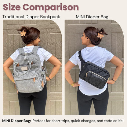 ® Small Diaper Bag - Mini Diaper Bag with Portable Changing Pad, Fanny Pack Crossbody Bags for Baby & Toddler, Beige Travel-Friendly Baby Tote with Adjustable Strap & Zippered Pockets