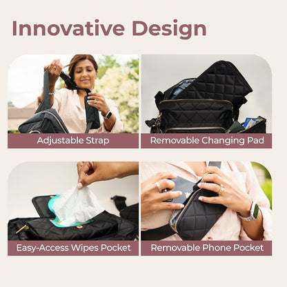 ® Small Diaper Bag - Mini Diaper Bag with Portable Changing Pad, Fanny Pack Crossbody Bags for Baby & Toddler, Beige Travel-Friendly Baby Tote with Adjustable Strap & Zippered Pockets
