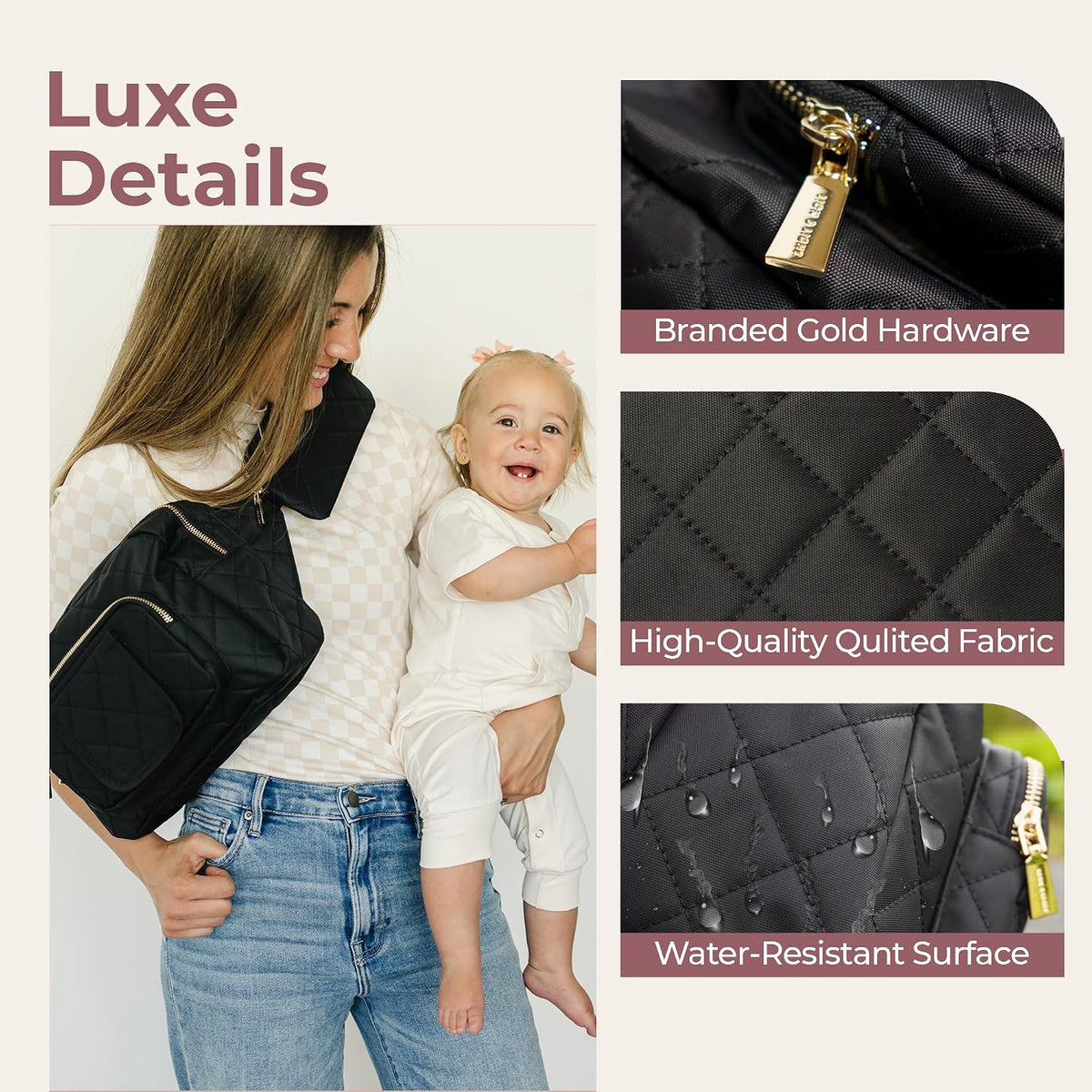 ® Small Diaper Bag - Mini Diaper Bag with Portable Changing Pad, Fanny Pack Crossbody Bags for Baby & Toddler, Beige Travel-Friendly Baby Tote with Adjustable Strap & Zippered Pockets