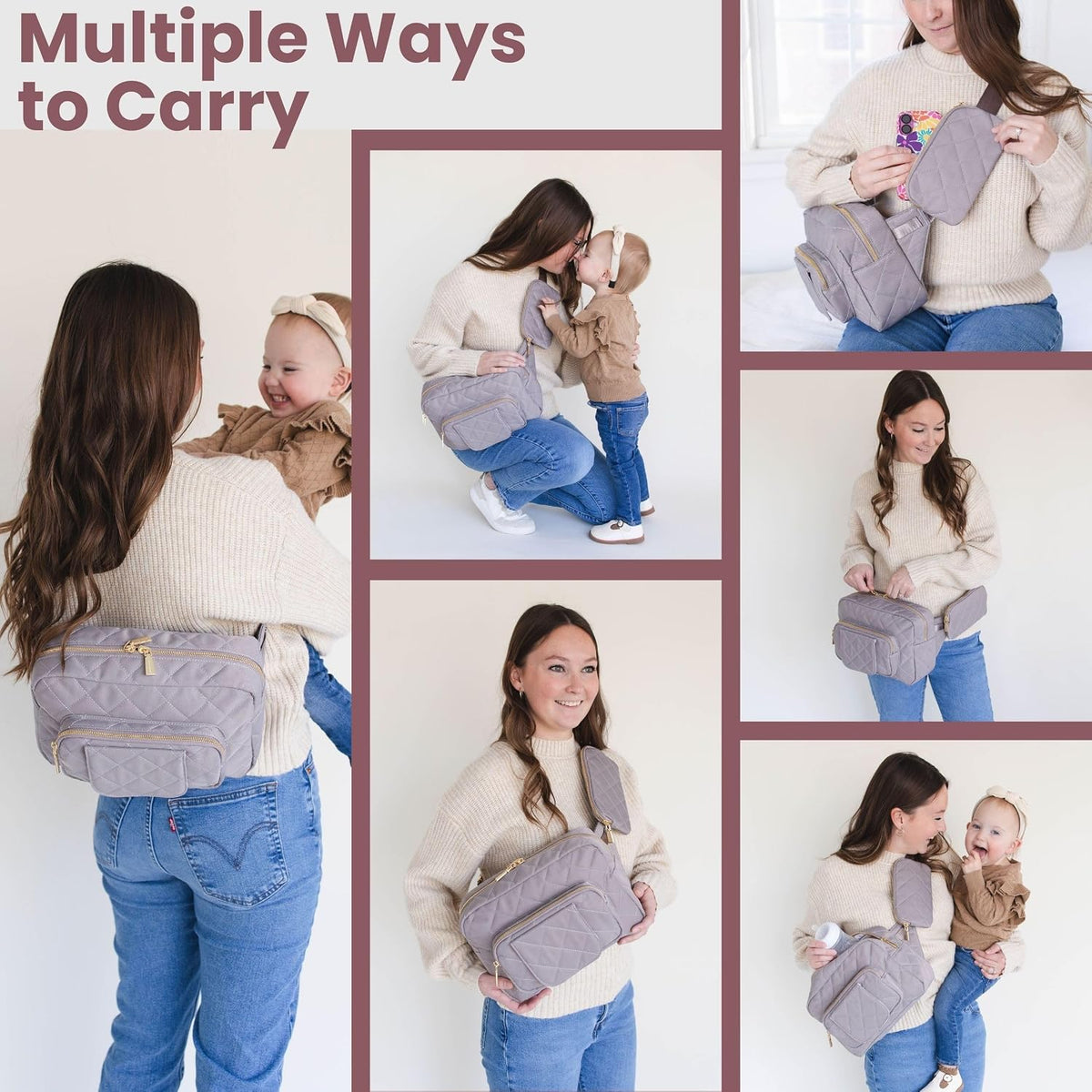 ® Small Diaper Bag - Mini Diaper Bag with Portable Changing Pad, Fanny Pack Crossbody Bags for Baby & Toddler, Beige Travel-Friendly Baby Tote with Adjustable Strap & Zippered Pockets