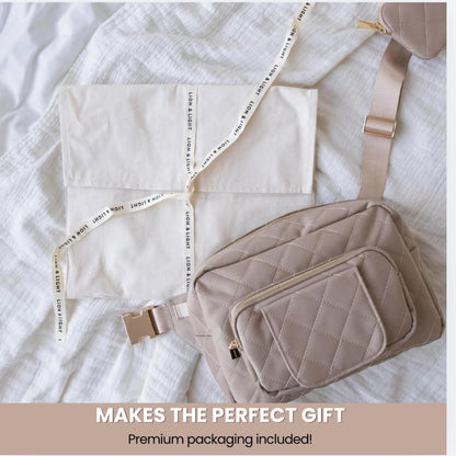 ® Small Diaper Bag - Mini Diaper Bag with Portable Changing Pad, Fanny Pack Crossbody Bags for Baby & Toddler, Beige Travel-Friendly Baby Tote with Adjustable Strap & Zippered Pockets