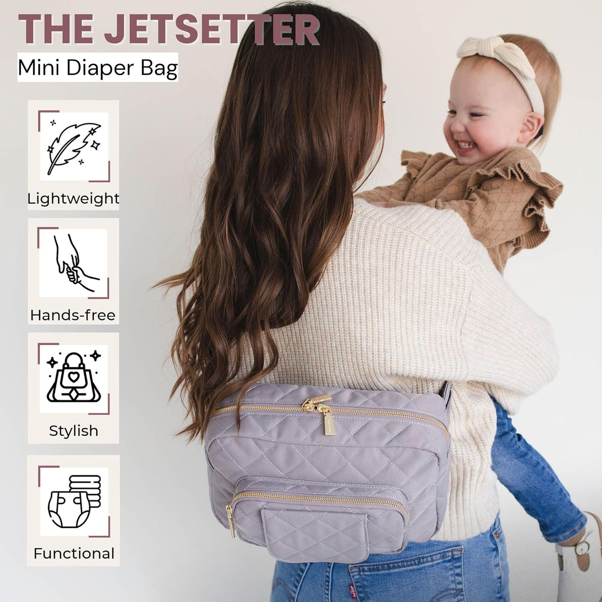 ® Small Diaper Bag - Mini Diaper Bag with Portable Changing Pad, Fanny Pack Crossbody Bags for Baby & Toddler, Beige Travel-Friendly Baby Tote with Adjustable Strap & Zippered Pockets