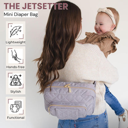 ® Small Diaper Bag - Mini Diaper Bag with Portable Changing Pad, Fanny Pack Crossbody Bags for Baby & Toddler, Beige Travel-Friendly Baby Tote with Adjustable Strap & Zippered Pockets