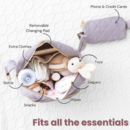 ® Small Diaper Bag - Mini Diaper Bag with Portable Changing Pad, Fanny Pack Crossbody Bags for Baby & Toddler, Beige Travel-Friendly Baby Tote with Adjustable Strap & Zippered Pockets