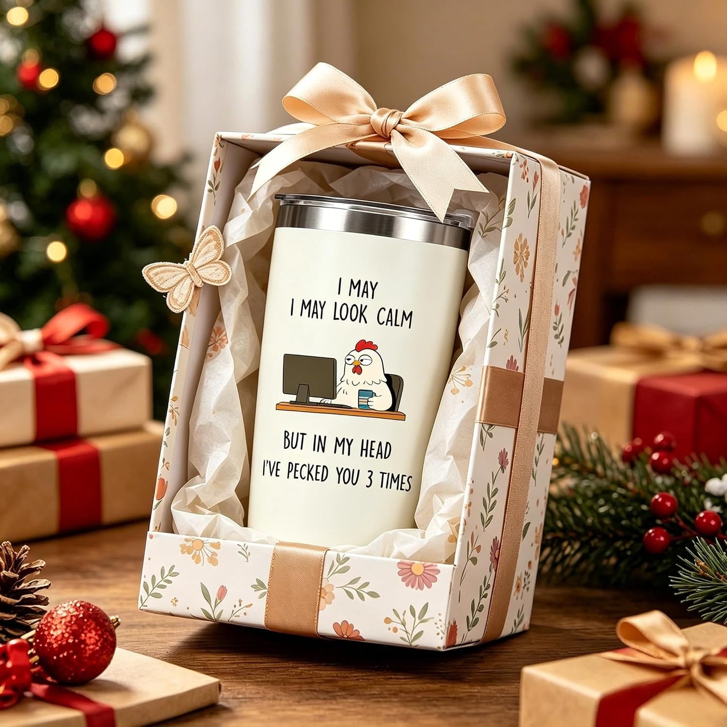 Dumpster Fire Tumbler - 20oz Stainless Steel coffee Mug Tumbler, Christmas Gifts for Women Friends Coworkers Employees, Funny Office Decor Desk Accessories Gifts for Coworkers, Everything Is Fine Mug