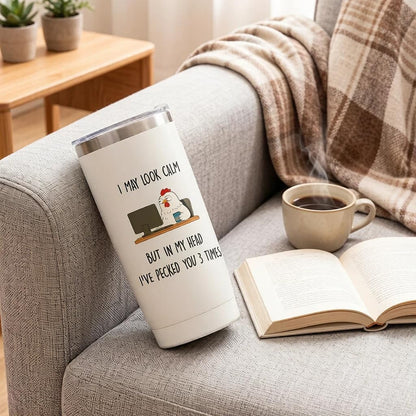 Dumpster Fire Tumbler - 20oz Stainless Steel coffee Mug Tumbler, Christmas Gifts for Women Friends Coworkers Employees, Funny Office Decor Desk Accessories Gifts for Coworkers, Everything Is Fine Mug