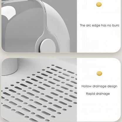 Baby Bottle Drying Rack Storage, Nursing Bottle Storage Box Organizer with Cover, Portable Kitchen Cabinet Organizer, Durable countertop Dryer (White)