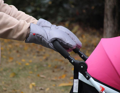 Stroller Hand Muffs Thick Warm Stroller Gloves Waterproof Anti-Freeze Pushchair Hand Warmer Universal for Pram Stroller Buggy for Parent Caregiver