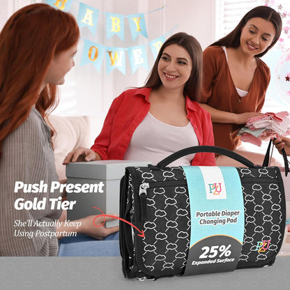Portable Diaper Changing Pad - Changing Pad Portable with Wipes Pocket, Waterproof Diaper Changing Mat, Portable Changing Pad for Baby, Newborn Gift（Grey）