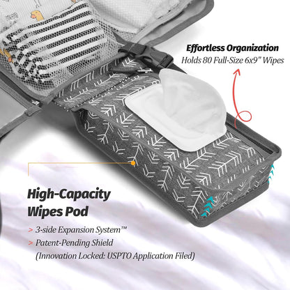 Portable Diaper Changing Pad - Changing Pad Portable with Wipes Pocket, Waterproof Diaper Changing Mat, Portable Changing Pad for Baby, Newborn Gift（Grey）