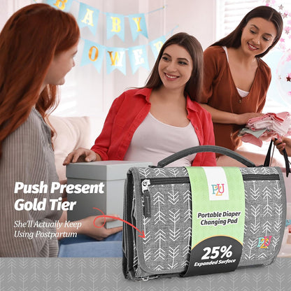 Portable Diaper Changing Pad - Changing Pad Portable with Wipes Pocket, Waterproof Diaper Changing Mat, Portable Changing Pad for Baby, Newborn Gift（Grey）
