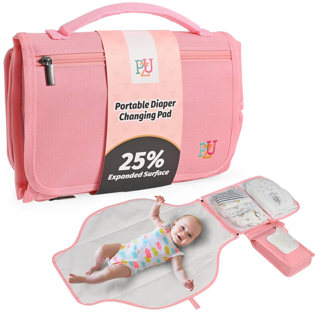 Portable Diaper Changing Pad - Changing Pad Portable with Wipes Pocket, Waterproof Diaper Changing Mat, Portable Changing Pad for Baby, Newborn Gift（Grey）