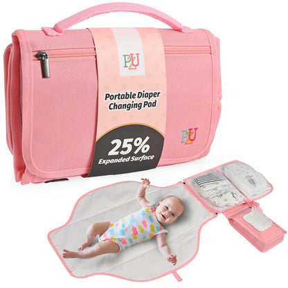 Portable Diaper Changing Pad - Changing Pad Portable with Wipes Pocket, Waterproof Diaper Changing Mat, Portable Changing Pad for Baby, Newborn Gift（Grey）
