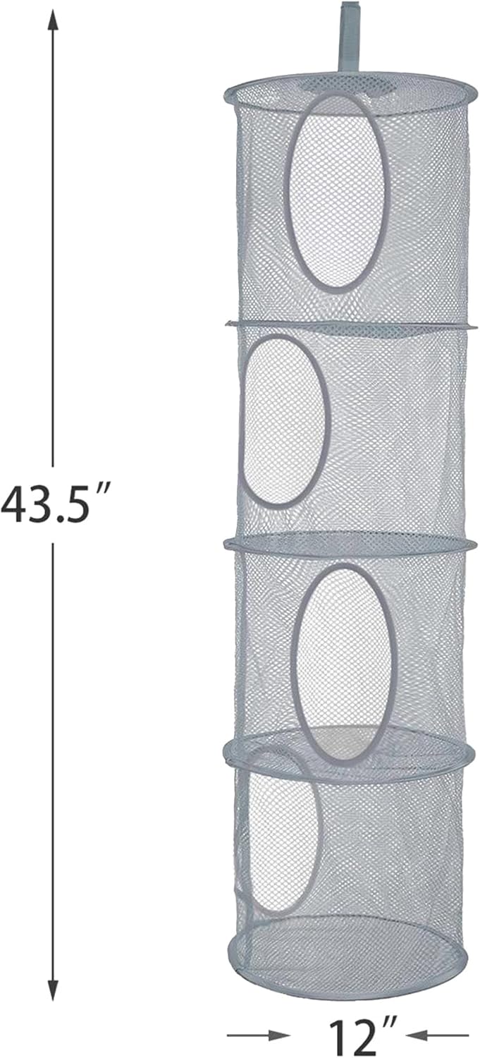 Hanging Stuffed Animal Storage Hammock Net 4 Tiers, Pink
