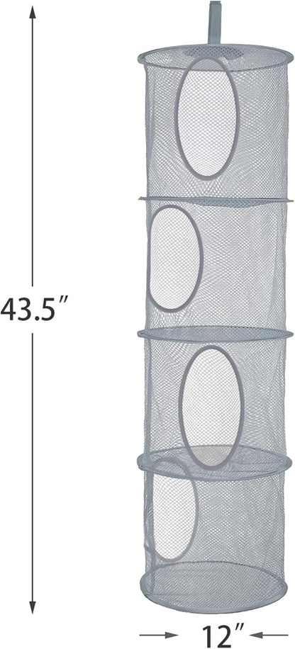 Hanging Stuffed Animal Storage Hammock Net 4 Tiers, Pink