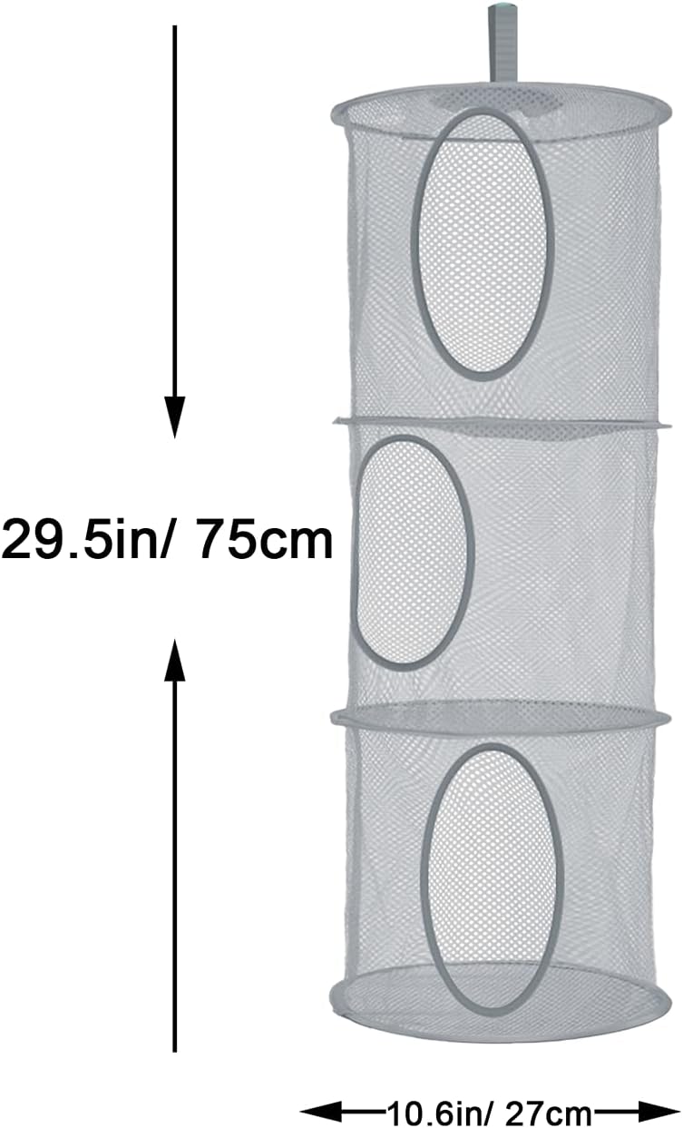 Hanging Stuffed Animal Storage Hammock Net 4 Tiers, Pink