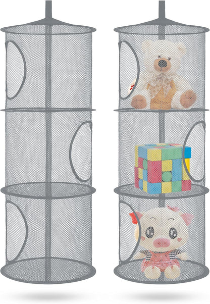 Hanging Stuffed Animal Storage Hammock Net 4 Tiers, Pink