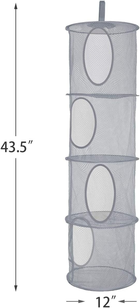 Hanging Stuffed Animal Storage Hammock Net 4 Tiers, Pink