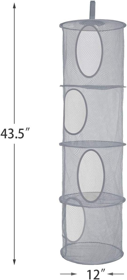 Hanging Stuffed Animal Storage Hammock Net 4 Tiers, Pink