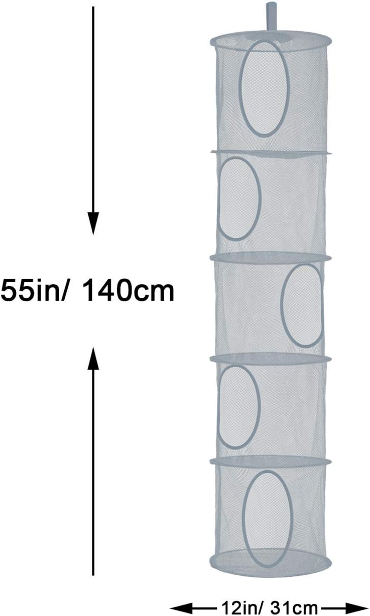 Hanging Stuffed Animal Storage Hammock Net 4 Tiers, Pink