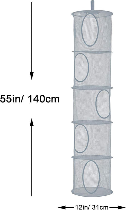 Hanging Stuffed Animal Storage Hammock Net 4 Tiers, Pink