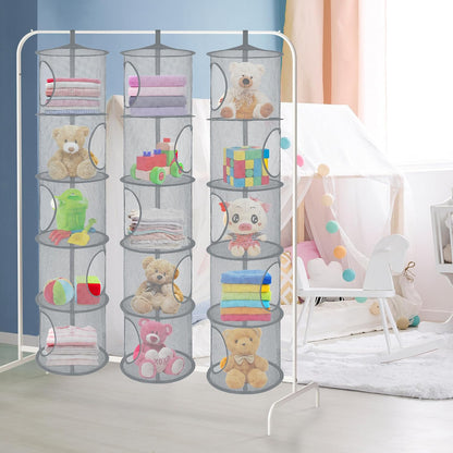 Hanging Stuffed Animal Storage Hammock Net 4 Tiers, Pink