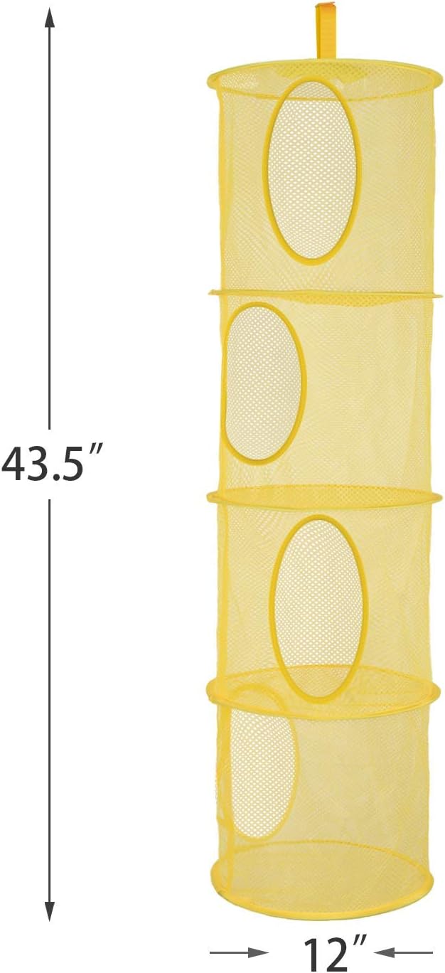 Hanging Stuffed Animal Storage Hammock Net 4 Tiers, Pink