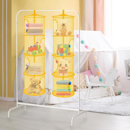 Hanging Stuffed Animal Storage Hammock Net 4 Tiers, Pink