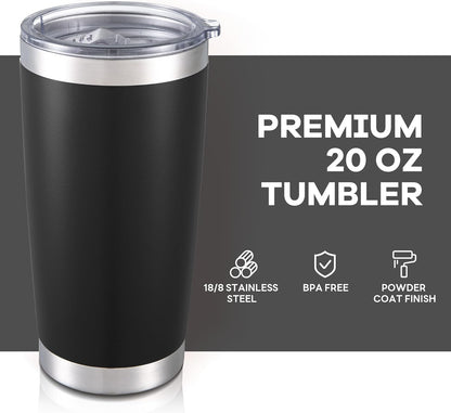 20 oz Tumbler with Lid Stainless Steel Insulated Tumblers Cups Travel Mug | Double Wall Vacuum, Powder Coated, Keep Drinks Cold and Hot, Waterproof Lid, Fit of Car Cup Holders, Grey