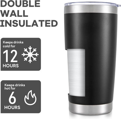 20 oz Tumbler with Lid Stainless Steel Insulated Tumblers Cups Travel Mug | Double Wall Vacuum, Powder Coated, Keep Drinks Cold and Hot, Waterproof Lid, Fit of Car Cup Holders, Grey