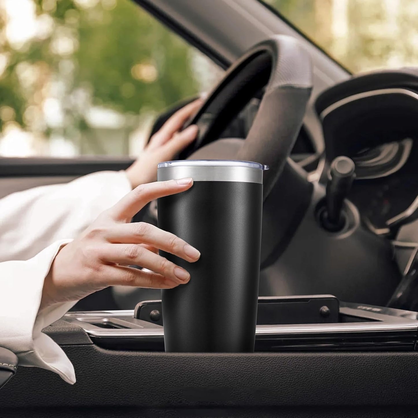 20 oz Tumbler with Lid Stainless Steel Insulated Tumblers Cups Travel Mug | Double Wall Vacuum, Powder Coated, Keep Drinks Cold and Hot, Waterproof Lid, Fit of Car Cup Holders, Grey