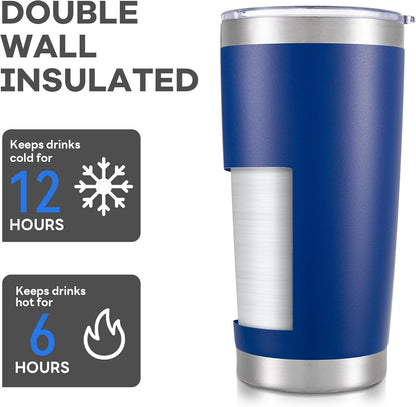 20 oz Tumbler with Lid Stainless Steel Insulated Tumblers Cups Travel Mug | Double Wall Vacuum, Powder Coated, Keep Drinks Cold and Hot, Waterproof Lid, Fit of Car Cup Holders, Grey