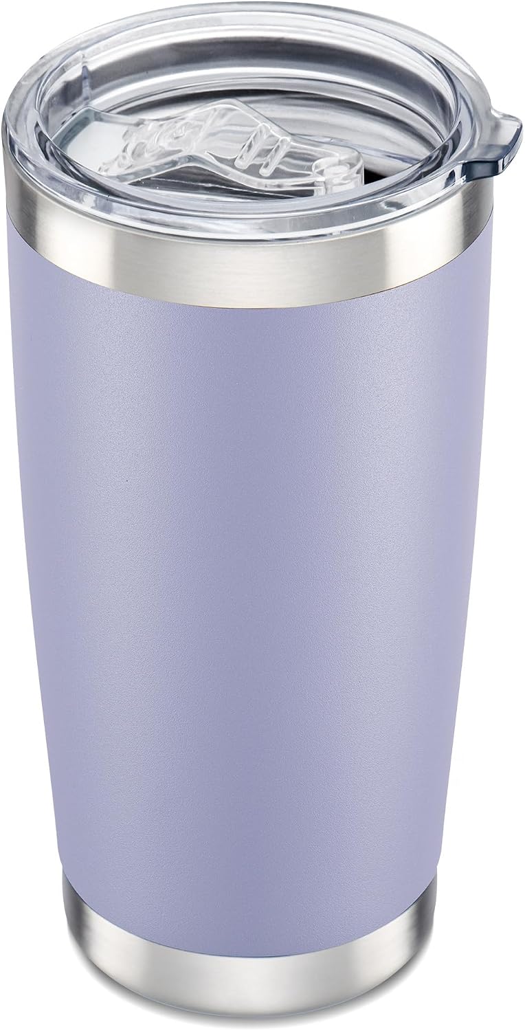 20 oz Tumbler with Lid Stainless Steel Insulated Tumblers Cups Travel Mug | Double Wall Vacuum, Powder Coated, Keep Drinks Cold and Hot, Waterproof Lid, Fit of Car Cup Holders, Grey