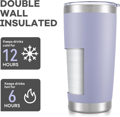 20 oz Tumbler with Lid Stainless Steel Insulated Tumblers Cups Travel Mug | Double Wall Vacuum, Powder Coated, Keep Drinks Cold and Hot, Waterproof Lid, Fit of Car Cup Holders, Grey