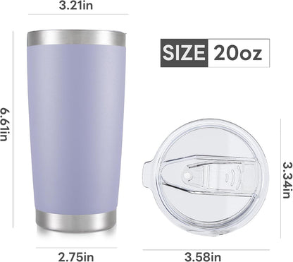 20 oz Tumbler with Lid Stainless Steel Insulated Tumblers Cups Travel Mug | Double Wall Vacuum, Powder Coated, Keep Drinks Cold and Hot, Waterproof Lid, Fit of Car Cup Holders, Grey