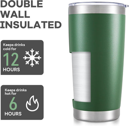 20 oz Tumbler with Lid Stainless Steel Insulated Tumblers Cups Travel Mug | Double Wall Vacuum, Powder Coated, Keep Drinks Cold and Hot, Waterproof Lid, Fit of Car Cup Holders, Grey
