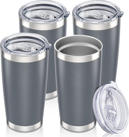 20 oz Tumbler with Lid Stainless Steel Insulated Tumblers Cups Travel Mug | Double Wall Vacuum, Powder Coated, Keep Drinks Cold and Hot, Waterproof Lid, Fit of Car Cup Holders, Grey