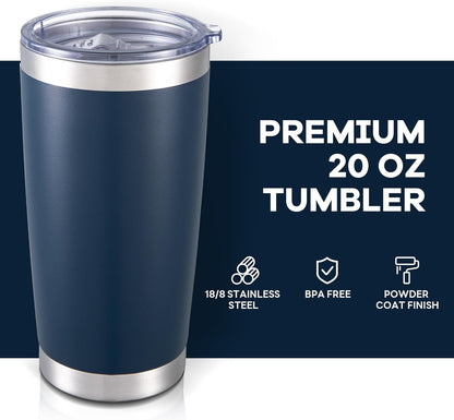 20 oz Tumbler with Lid Stainless Steel Insulated Tumblers Cups Travel Mug | Double Wall Vacuum, Powder Coated, Keep Drinks Cold and Hot, Waterproof Lid, Fit of Car Cup Holders, Grey