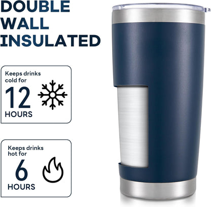 20 oz Tumbler with Lid Stainless Steel Insulated Tumblers Cups Travel Mug | Double Wall Vacuum, Powder Coated, Keep Drinks Cold and Hot, Waterproof Lid, Fit of Car Cup Holders, Grey