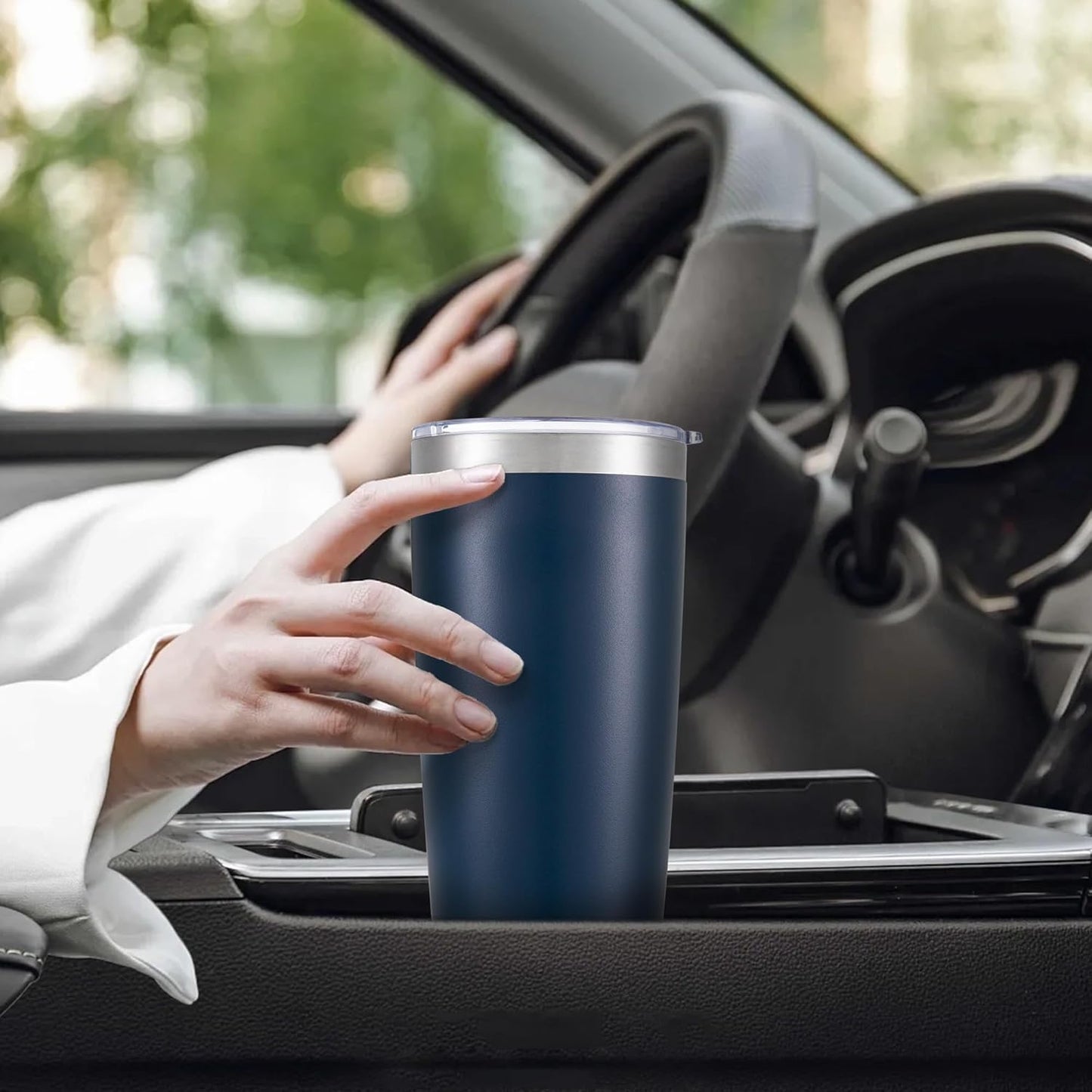 20 oz Tumbler with Lid Stainless Steel Insulated Tumblers Cups Travel Mug | Double Wall Vacuum, Powder Coated, Keep Drinks Cold and Hot, Waterproof Lid, Fit of Car Cup Holders, Grey