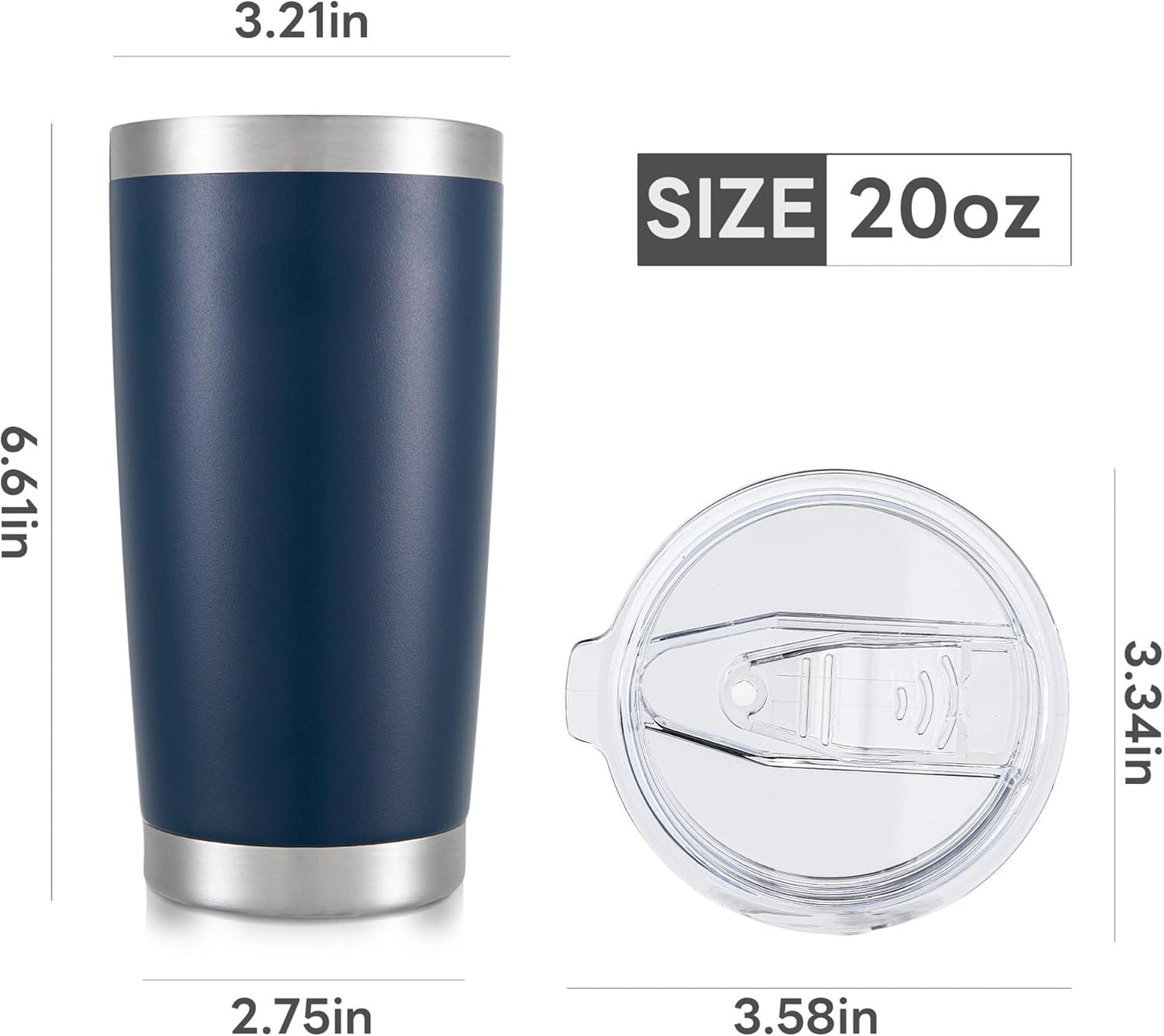 20 oz Tumbler with Lid Stainless Steel Insulated Tumblers Cups Travel Mug | Double Wall Vacuum, Powder Coated, Keep Drinks Cold and Hot, Waterproof Lid, Fit of Car Cup Holders, Grey
