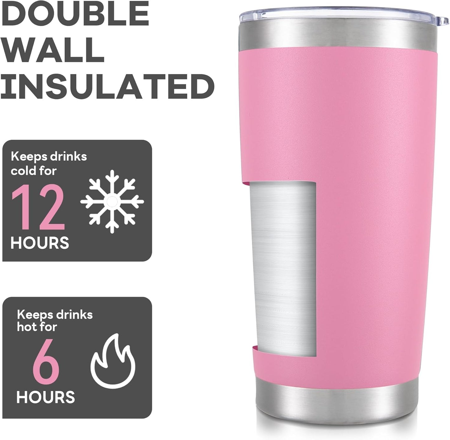 20 oz Tumbler with Lid Stainless Steel Insulated Tumblers Cups Travel Mug | Double Wall Vacuum, Powder Coated, Keep Drinks Cold and Hot, Waterproof Lid, Fit of Car Cup Holders, Grey