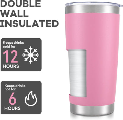 20 oz Tumbler with Lid Stainless Steel Insulated Tumblers Cups Travel Mug | Double Wall Vacuum, Powder Coated, Keep Drinks Cold and Hot, Waterproof Lid, Fit of Car Cup Holders, Grey
