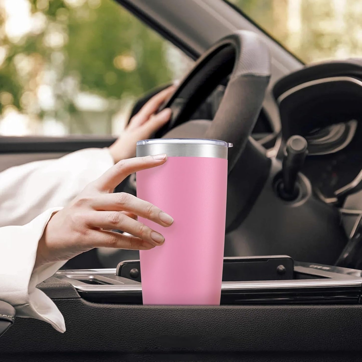 20 oz Tumbler with Lid Stainless Steel Insulated Tumblers Cups Travel Mug | Double Wall Vacuum, Powder Coated, Keep Drinks Cold and Hot, Waterproof Lid, Fit of Car Cup Holders, Grey