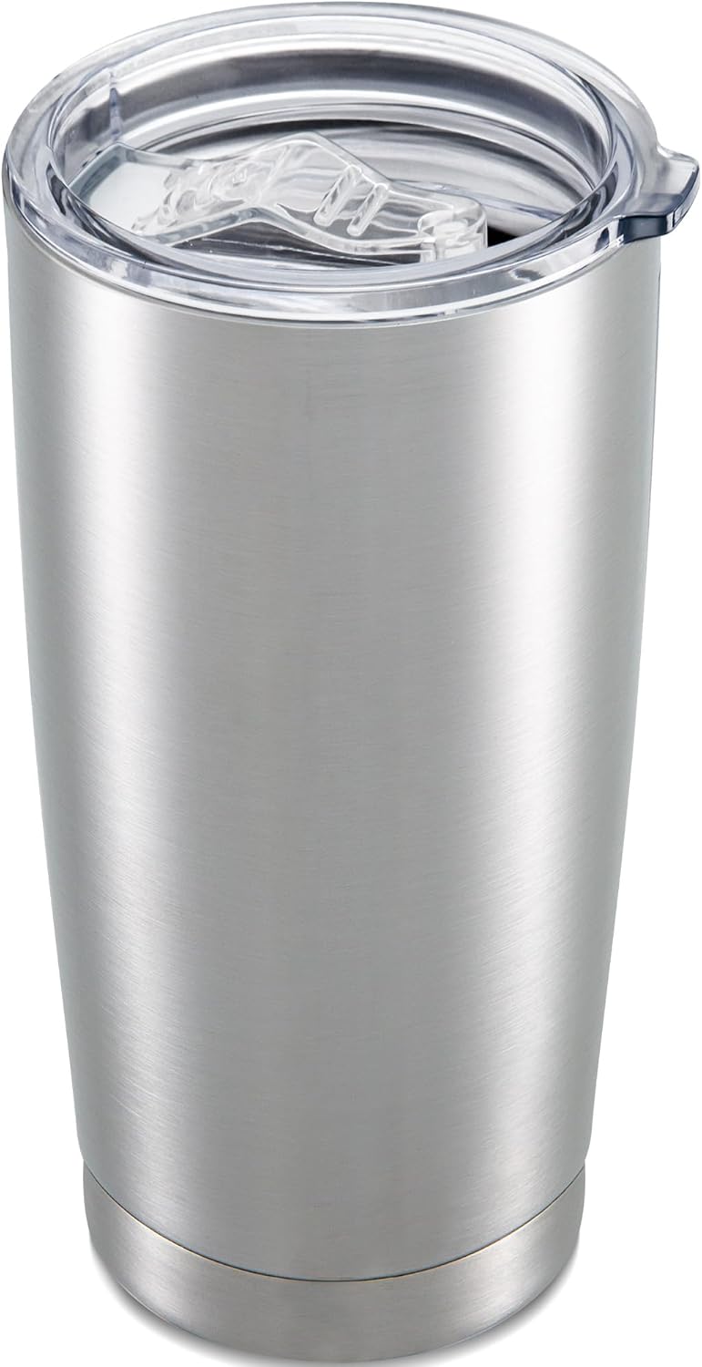20 oz Tumbler with Lid Stainless Steel Insulated Tumblers Cups Travel Mug | Double Wall Vacuum, Powder Coated, Keep Drinks Cold and Hot, Waterproof Lid, Fit of Car Cup Holders, Grey