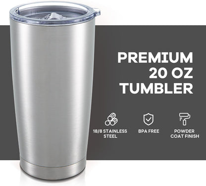20 oz Tumbler with Lid Stainless Steel Insulated Tumblers Cups Travel Mug | Double Wall Vacuum, Powder Coated, Keep Drinks Cold and Hot, Waterproof Lid, Fit of Car Cup Holders, Grey