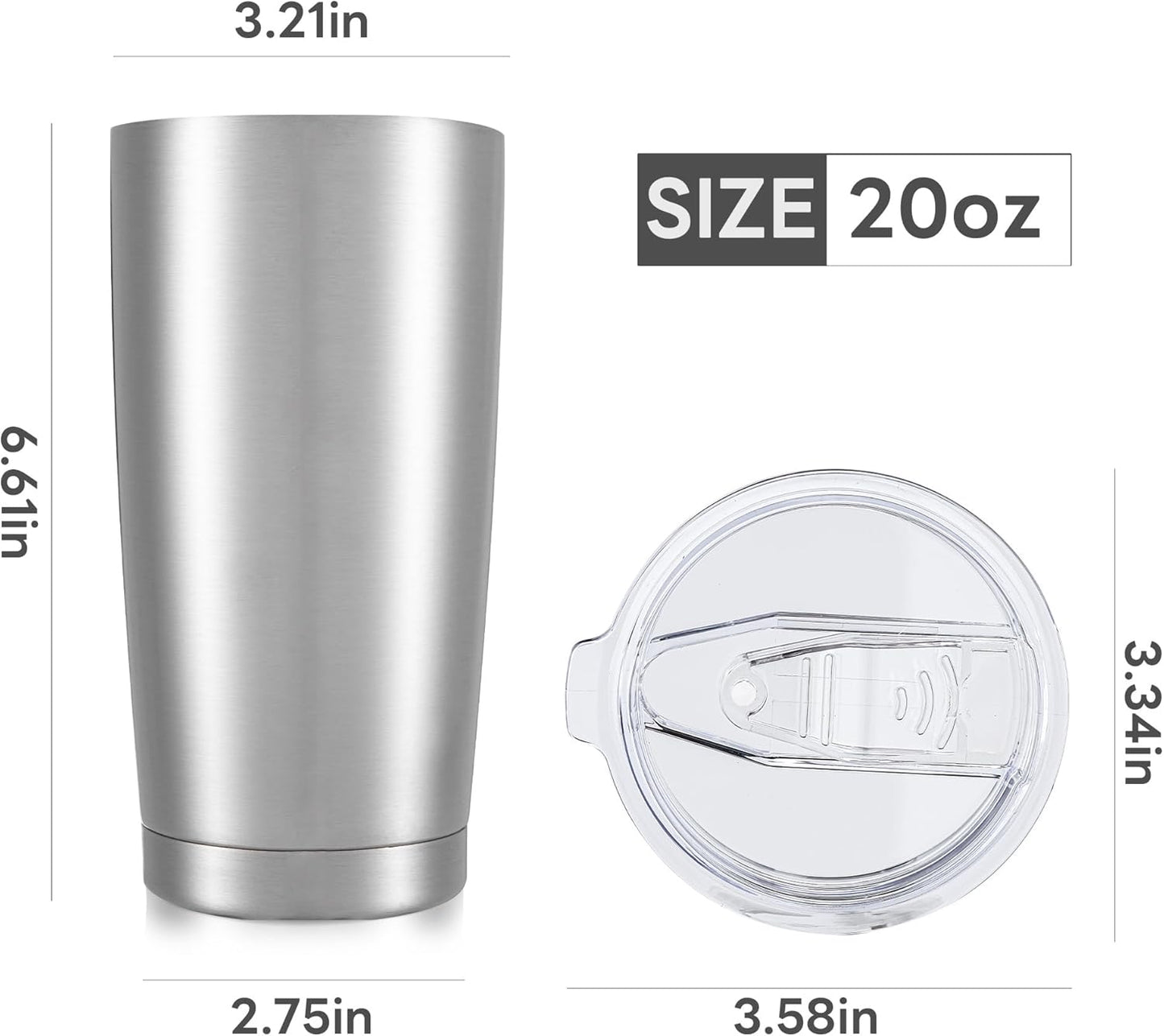 20 oz Tumbler with Lid Stainless Steel Insulated Tumblers Cups Travel Mug | Double Wall Vacuum, Powder Coated, Keep Drinks Cold and Hot, Waterproof Lid, Fit of Car Cup Holders, Grey