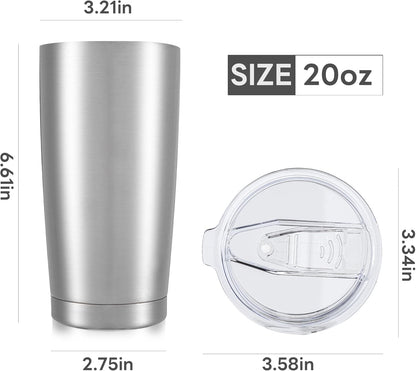 20 oz Tumbler with Lid Stainless Steel Insulated Tumblers Cups Travel Mug | Double Wall Vacuum, Powder Coated, Keep Drinks Cold and Hot, Waterproof Lid, Fit of Car Cup Holders, Grey
