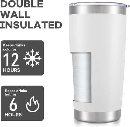 20 oz Tumbler with Lid Stainless Steel Insulated Tumblers Cups Travel Mug | Double Wall Vacuum, Powder Coated, Keep Drinks Cold and Hot, Waterproof Lid, Fit of Car Cup Holders, Grey
