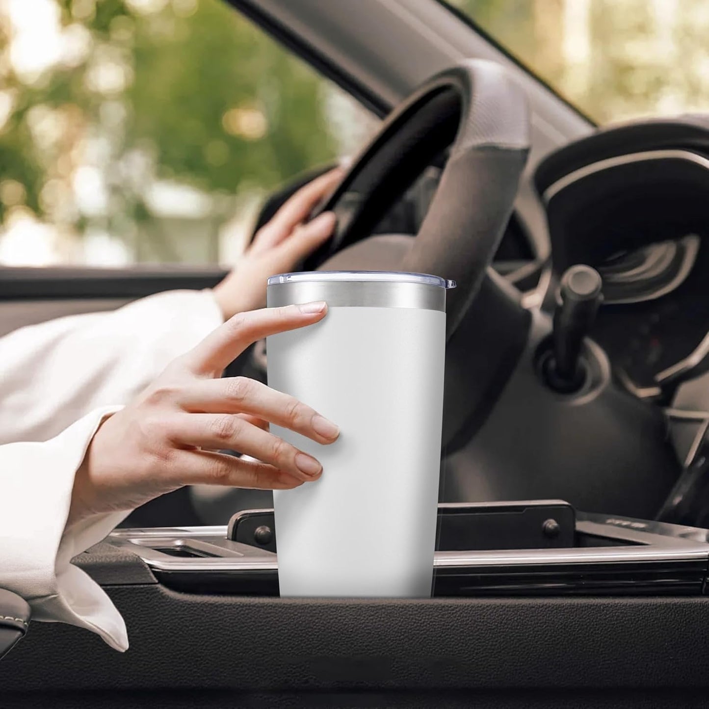 20 oz Tumbler with Lid Stainless Steel Insulated Tumblers Cups Travel Mug | Double Wall Vacuum, Powder Coated, Keep Drinks Cold and Hot, Waterproof Lid, Fit of Car Cup Holders, Grey